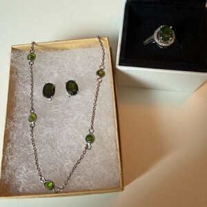Chrome Diopside Sterling Silver Necklace, Earrings & Ring Set